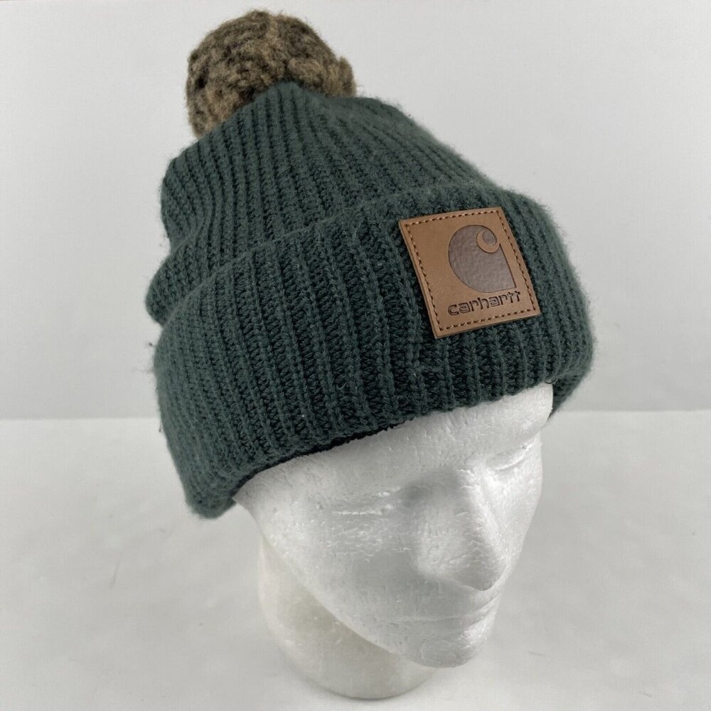 Carhartt Green Knit Beanie with Pom